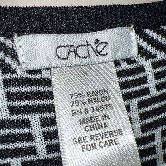 Cache Sheath Black White Full Front Zip Dress Women’s Small Bodycon 90s Y2K - Picture 4 of 7